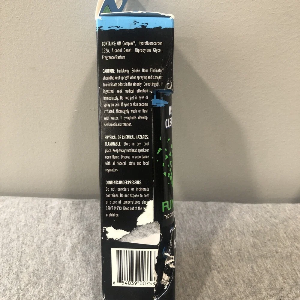 FunkAway Smoke Extreme Odor Eliminator Spray Shoes Pets Sports Gear Car 3.4 oz
